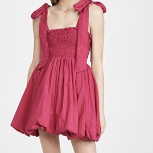 LoveShackFancy Raspberry Pink Mini Dress with Tie Straps